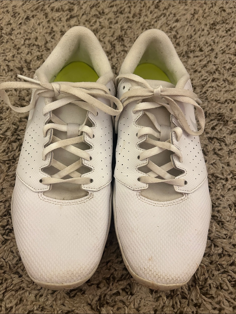 Nike White Athletic Shoes with Lime Insoles